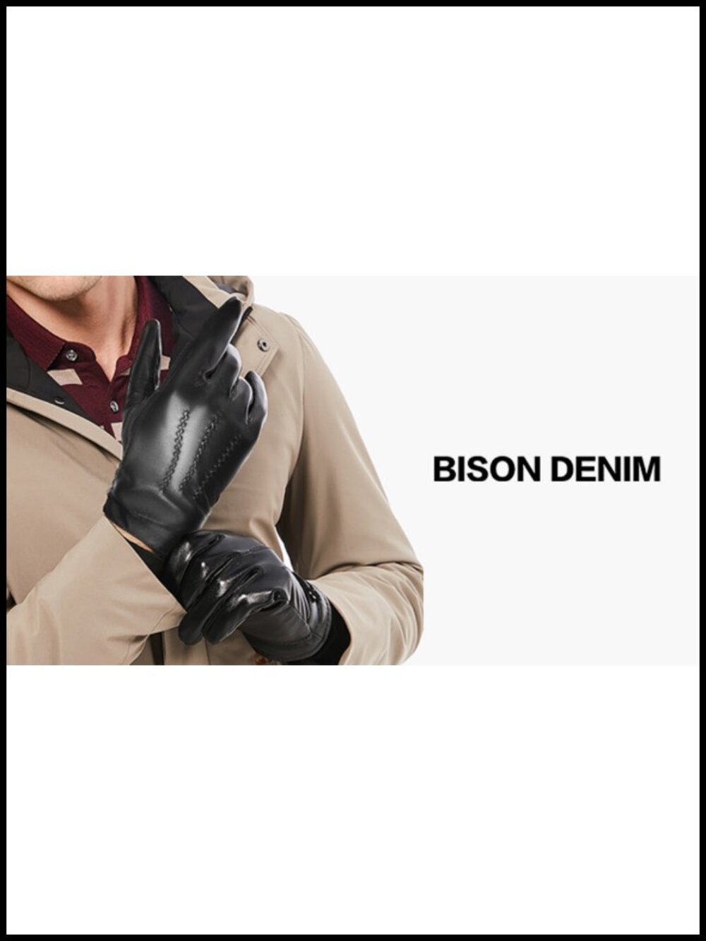 Sheepskin Leather Winter Gloves for Men Cashmere Lined Touchscreen - Picture 6 of 6